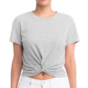 Lush | Front knot striped crop tee